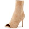 imageFSJ Women Dressy Peep Toe High Heel Ankle Boots Stilettos Trendy Side Zipper Office Party Booties Shoes Size 415 USBeige