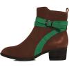 imageFSJ Women Fashion Round Toe Ankle Boots Block Low Heel Side Zipper Booties Comfy Winter Casual Walking Ladies Shoes Size 415 USSaddle Brown
