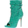 imageFSJ Women Studded Rivets Peep Open Toe Stiletto High Heel Slouchy Ankle Boots Cocktail Nightclub Party Outfit Shoes Size 416 USTurquoise