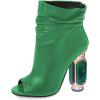 imageFSJ Women Stylish Peep Toe Slouch Ankle Boots Chunky Stacked Heels Party Prom Nightclub Evening Wedding Crystal Heel Dress Shoes Size 415 USGreen Crystal Heel