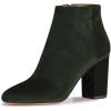 imageWomen Elegant Velvet Round Toe Ankle Boots Chunky High Heels Office Lady Booties Size 415 USForest Green