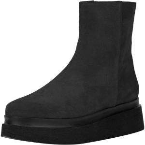 imageFSJ Women Closed Round Toe Thick Sole Low Heel Ankle Boots Side Zipper Platform Booties Walking Daily Wear Shoes Size 416 USBlack
