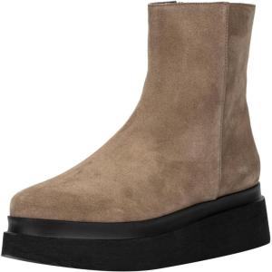 imageFSJ Women Closed Round Toe Thick Sole Low Heel Ankle Boots Side Zipper Platform Booties Walking Daily Wear Shoes Size 416 USTaupe Brown