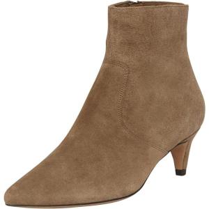 imageFSJ Women Comfort Kitten Low Heel Pointed Toe Ankle Boots Side Zipper Dress Booties Suede Winter Shoes Size 415 USTan