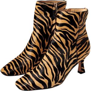 imageFSJ Women Comfy Zipper Medium Spool Heels Square Toe Classic Pull On Office Boots Size 415 M USPeru Snakes Print