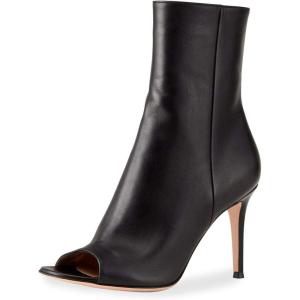 imageFSJ Women Dressy Peep Toe High Heel Ankle Boots Stilettos Trendy Side Zipper Office Party Booties Shoes Size 415 USBlack