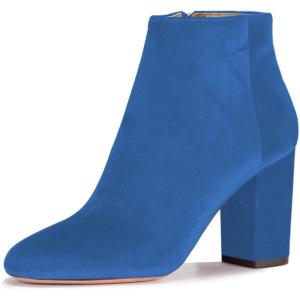 imageWomen Elegant Velvet Round Toe Ankle Boots Chunky High Heels Office Lady Booties Size 415 USDodgerblue
