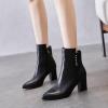 imageFSJ Women Chunky Block Heel Ankle Boots Pointed Toe Studded Rivets Side Zipper Casual Chelsea Western Short Booties Size 415 USBlack