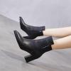 imageFSJ Women Chunky Block Heel Ankle Boots Pointed Toe Studded Rivets Side Zipper Casual Chelsea Western Short Booties Size 415 USBlack
