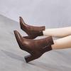 imageFSJ Women Chunky Block Heel Ankle Boots Pointed Toe Studded Rivets Side Zipper Casual Chelsea Western Short Booties Size 415 USBrown