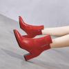 imageFSJ Women Chunky Block Heel Ankle Boots Pointed Toe Studded Rivets Side Zipper Casual Chelsea Western Short Booties Size 415 USRed