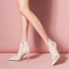 imageFSJ Women Elegant Flower Decoration Ankle Boots Pointed Toe Stiletto High Heel Side Zipper Evening Dress Ladies Shoes Size 415 USBeige