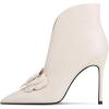 imageFSJ Women Elegant Flower Decoration Ankle Boots Pointed Toe Stiletto High Heel Side Zipper Evening Dress Ladies Shoes Size 415 USBeige