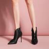 imageFSJ Women Elegant Flower Decoration Ankle Boots Pointed Toe Stiletto High Heel Side Zipper Evening Dress Ladies Shoes Size 415 USBlack