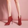 imageFSJ Women Elegant Flower Decoration Ankle Boots Pointed Toe Stiletto High Heel Side Zipper Evening Dress Ladies Shoes Size 415 USRed