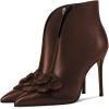 imageFSJ Women Elegant Flower Decoration Ankle Boots Pointed Toe Stiletto High Heel Side Zipper Evening Dress Ladies Shoes Size 415 USSaddle Brown