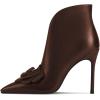 imageFSJ Women Elegant Flower Decoration Ankle Boots Pointed Toe Stiletto High Heel Side Zipper Evening Dress Ladies Shoes Size 415 USSaddle Brown