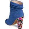imageFSJ Women Fashion Slouch Ankle Boots Peep Toe Chunky High Heel Studded with Crystal Gem Heel Back Zipper Party Dress Walking Shoes Size 415 USBlue Gem Heel