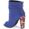 imageFSJ Women Fashion Slouch Ankle Boots Peep Toe Chunky High Heel Studded with Crystal Gem Heel Back Zipper Party Dress Walking Shoes Size 415 USBlue Pu Gem Heel
