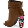 imageFSJ Women Fashion Slouch Ankle Boots Peep Toe Chunky High Heel Studded with Crystal Gem Heel Back Zipper Party Dress Walking Shoes Size 415 USBrown Gem Heel