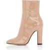 imageFSJ Women Retro Chunky High Heel Ankle Boots Pointed Toe Booties with Side Zipper Winter Shoes Size 415 USBeige