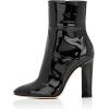 imageFSJ Women Retro Chunky High Heel Ankle Boots Pointed Toe Booties with Side Zipper Winter Shoes Size 415 USBlack