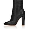 imageFSJ Women Retro Chunky High Heel Ankle Boots Pointed Toe Booties with Side Zipper Winter Shoes Size 415 USBlack Matte