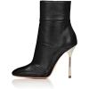 imageFSJ Women Retro Chunky High Heel Ankle Boots Pointed Toe Booties with Side Zipper Winter Shoes Size 415 USBlack Patent