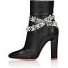 imageFSJ Women Retro Chunky High Heel Ankle Boots Pointed Toe Booties with Side Zipper Winter Shoes Size 415 USBlack Rhinestone