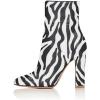 imageFSJ Women Retro Chunky High Heel Ankle Boots Pointed Toe Booties with Side Zipper Winter Shoes Size 415 USBlack and White Stripe