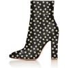 imageFSJ Women Retro Chunky High Heel Ankle Boots Pointed Toe Booties with Side Zipper Winter Shoes Size 415 USBlackpolka Dot