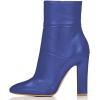 imageFSJ Women Retro Chunky High Heel Ankle Boots Pointed Toe Booties with Side Zipper Winter Shoes Size 415 USBlue Matte