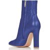 imageFSJ Women Retro Chunky High Heel Ankle Boots Pointed Toe Booties with Side Zipper Winter Shoes Size 415 USBlue Matte