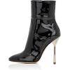 imageFSJ Women Retro Chunky High Heel Ankle Boots Pointed Toe Booties with Side Zipper Winter Shoes Size 415 USBright Black