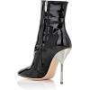 imageFSJ Women Retro Chunky High Heel Ankle Boots Pointed Toe Booties with Side Zipper Winter Shoes Size 415 USBright Black