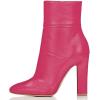 imageFSJ Women Retro Chunky High Heel Ankle Boots Pointed Toe Booties with Side Zipper Winter Shoes Size 415 USFuchsia Matte