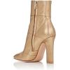 imageFSJ Women Retro Chunky High Heel Ankle Boots Pointed Toe Booties with Side Zipper Winter Shoes Size 415 USGold