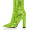 imageFSJ Women Retro Chunky High Heel Ankle Boots Pointed Toe Booties with Side Zipper Winter Shoes Size 415 USGreen