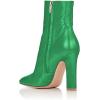 imageFSJ Women Retro Chunky High Heel Ankle Boots Pointed Toe Booties with Side Zipper Winter Shoes Size 415 USGreen Matte