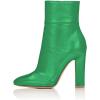 imageFSJ Women Retro Chunky High Heel Ankle Boots Pointed Toe Booties with Side Zipper Winter Shoes Size 415 USGreen Matte