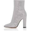 imageFSJ Women Retro Chunky High Heel Ankle Boots Pointed Toe Booties with Side Zipper Winter Shoes Size 415 USGrey