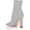 imageFSJ Women Retro Chunky High Heel Ankle Boots Pointed Toe Booties with Side Zipper Winter Shoes Size 415 USGrey