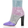 imageFSJ Women Retro Chunky High Heel Ankle Boots Pointed Toe Booties with Side Zipper Winter Shoes Size 415 USMulticolor Blue