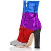 imageFSJ Women Retro Chunky High Heel Ankle Boots Pointed Toe Booties with Side Zipper Winter Shoes Size 415 USMulticolor Blue Patent