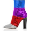 imageFSJ Women Retro Chunky High Heel Ankle Boots Pointed Toe Booties with Side Zipper Winter Shoes Size 415 USMulticolor Blue Patent