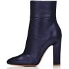 imageFSJ Women Retro Chunky High Heel Ankle Boots Pointed Toe Booties with Side Zipper Winter Shoes Size 415 USNavy Matte