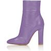 imageFSJ Women Retro Chunky High Heel Ankle Boots Pointed Toe Booties with Side Zipper Winter Shoes Size 415 USPurple Matte