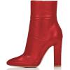 imageFSJ Women Retro Chunky High Heel Ankle Boots Pointed Toe Booties with Side Zipper Winter Shoes Size 415 USRed Matte