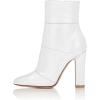 imageFSJ Women Retro Chunky High Heel Ankle Boots Pointed Toe Booties with Side Zipper Winter Shoes Size 415 USWhite