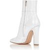 imageFSJ Women Retro Chunky High Heel Ankle Boots Pointed Toe Booties with Side Zipper Winter Shoes Size 415 USWhite